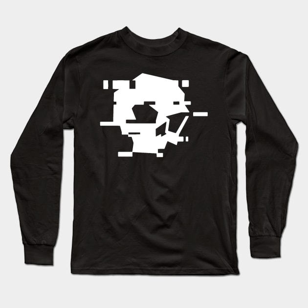 Glitch Skull Long Sleeve T-Shirt by Oolong